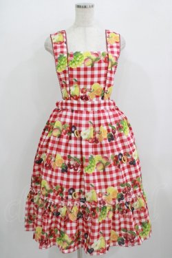 画像1: Melody BasKet / Fruits BasKetサロペットスカート  レッド H-25-09-04-029-LO-SK-KB-ZH