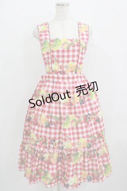 画像1: Melody BasKet / Fruits BasKetサロペットスカート  レッド H-25-09-04-029-LO-SK-KB-ZH