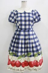 Emily Temple cute / アニバーサリーチェリーワンピース  青 H-25-09-04-030-ET-OP-KB-ZT206