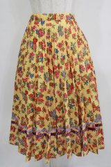 Jane Marple Dans Le Salon / Flowers of Jouy double accordion skirt M マスタード H-25-09-04-037-JM-SK-KB-ZH