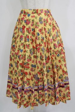 画像1: Jane Marple Dans Le Salon / Flowers of Jouy double accordion skirt M マスタード H-25-09-04-037-JM-SK-KB-ZH