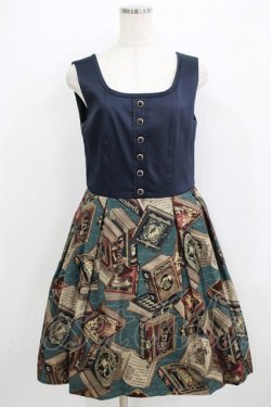 画像1: Jane Marple / フェアリーテイルBOOKビスチェドレス  ブルーグレイ×ネイビー H-25-09-04-041-JM-OP-KB-ZH