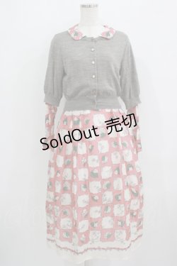 画像1: Jane Marple Dans Le Salon / ニットとWinter leafのドレス  グレー×ピンク H-25-09-04-044-JM-OP-KB-ZH