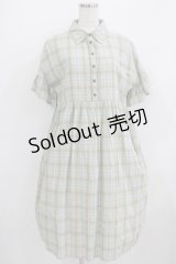 merry jenny / チェックフリルスリーブワンピース  グリーン H-25-09-04-046-LO-OP-KB-ZT484