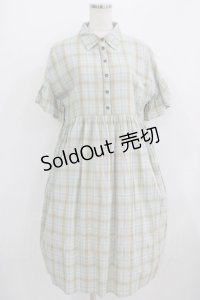 merry jenny / チェックフリルスリーブワンピース  グリーン H-25-09-04-046-LO-OP-KB-ZT484