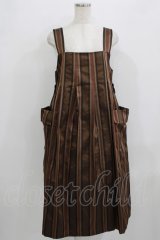 Jane Marple Dans Le Salon / Old England stripe painter's dress M ブラウン H-25-09-04-047-JM-OP-KB-ZH