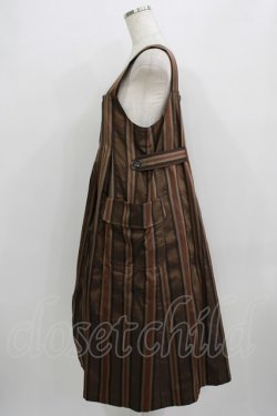 画像2: Jane Marple Dans Le Salon / Old England stripe painter's dress M ブラウン H-25-09-04-047-JM-OP-KB-ZH