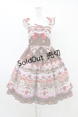 画像1: BABY,THE STARS SHINE BRIGHT / Strawberry Sweetheart Cake柄Ribbonジャンパースカート Free ブラウン H-25-09-04-1043-BA-OP-NS-ZH