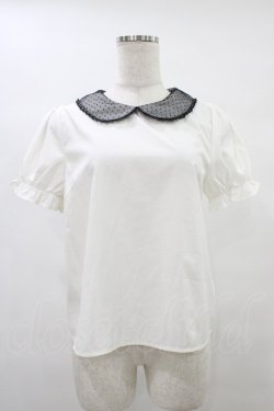 画像1: Honey Cinnamon / ドットチュール襟ブラウス Free オフ H-25-09-04-1058-LO-BL-NS-ZH