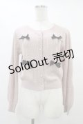 axes femme POETIQUE / リボン付透かし編みニットカーディガン M ピンク H-25-09-04-1060-AX-TO-NS-ZH
