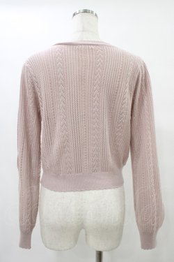 画像2: axes femme POETIQUE / リボン付透かし編みニットカーディガン M ピンク H-25-09-04-1060-AX-TO-NS-ZH