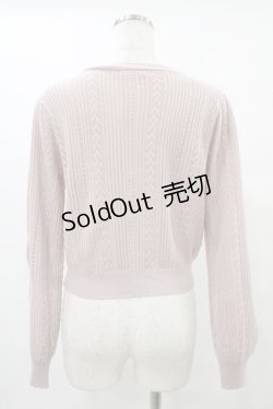 画像2: axes femme POETIQUE / リボン付透かし編みニットカーディガン M ピンク H-25-09-04-1060-AX-TO-NS-ZH