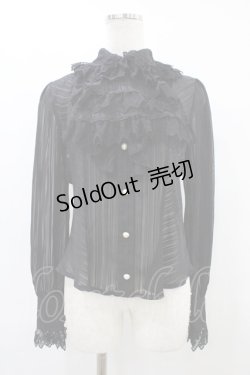 画像1: BABY,THE STARS SHINE BRIGHT / ストライプシフォン丸衿ブラウス Free ブラック H-25-09-04-1032-BA-BL-NS-ZH