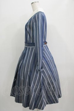画像2: Jane Marple / Ribbon stripe jacquardのパブリックドレス  ブルーグレー H-25-09-04-001-JM-OP-KB-ZH