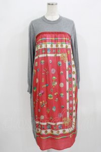 Jane Marple Dans Le Salon / Sewing kitコラボレーションドレス  rose×mix gray H-25-09-04-051-JM-OP-KB-ZH