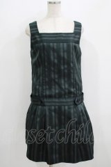 Jane Marple / レジメンタルストライプローウエストジャンパースカート M グリーン H-25-09-04-058-JM-OP-KB-ZH