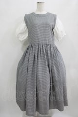 merry jenny / checkドッキングパフワンピース  ブラック H-25-09-04-007-LO-OP-KB-ZT484