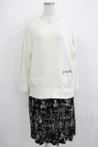 Jane Marple / Jane's drawingのトロンプルイユドレス M アイボリー×ブラック H-25-09-04-061-JM-OP-KB-ZH