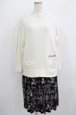 画像1: Jane Marple / Jane's drawingのトロンプルイユドレス M アイボリー×ブラック H-25-09-04-061-JM-OP-KB-ZH
