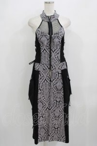 Qutie Frash / ジャガードロングベスト  黒×グレー H-25-09-04-062-QU-OP-KB-ZH