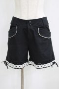 PEACE NOW / はしごレースショートパンツ  黒×白 H-25-09-04-066-PU-PA-KB-ZH
