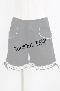 画像1: PEACE NOW / はしごレースショートパンツ  黒×白 H-25-09-04-066-PU-PA-KB-ZH