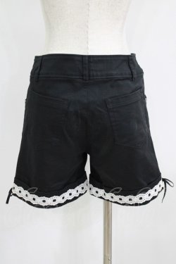 画像3: PEACE NOW / はしごレースショートパンツ  黒×白 H-25-09-04-066-PU-PA-KB-ZH