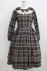 Melody BasKet / リボンとレースカラーのタータンチェックワンピース M ブラウン H-25-09-04-008-LO-OP-KB-ZH