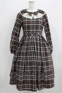 Melody BasKet / リボンとレースカラーのタータンチェックワンピース M ブラウン H-25-09-04-008-LO-OP-KB-ZH