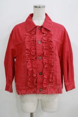 Jane Marple / フリルトリムデニムブルゾン  レッド H-25-09-04-070-JM-JA-KB-ZH