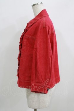 画像2: Jane Marple / フリルトリムデニムブルゾン  レッド H-25-09-04-070-JM-JA-KB-ZH