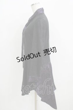 画像2: Qutie Frash / タイ付ジャガード切替ブラウス  黒×紫 H-25-09-04-072-QU-BL-KB-ZH