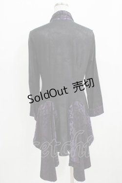 画像3: Qutie Frash / タイ付ジャガード切替ブラウス  黒×紫 H-25-09-04-072-QU-BL-KB-ZH