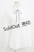 GOLD SEAL / リボン付長袖ブラウス  白 H-25-09-04-073-GO-BL-KB-ZH