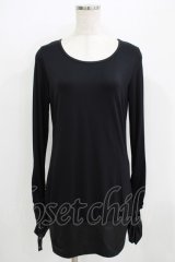 Qutie Frash / ギャザー切替ロングカットソー  黒 H-25-09-04-078-QU-TO-KB-ZH