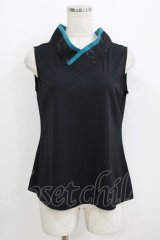 Qutie Frash / 着物衿インナータンク  ブラック×ブルーグリーン H-25-09-04-079-QU-TO-KB-ZH