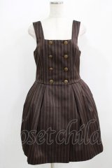 Jane Marple / ダブルボタンレジメンタルジャンパースカート  茶 H-25-09-04-015-JM-OP-KB-ZH