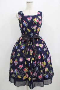 Jane Marple / Flower marketのスクエアドレス  ネイビー H-25-09-04-018-JM-OP-KB-ZT190