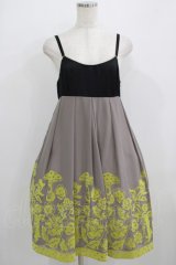 Emily Temple cute / フォレストフロッキーノースリーブワンピース  グレー H-25-09-04-022-ET-OP-KB-ZH