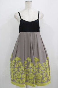 Emily Temple cute / フォレストフロッキーノースリーブワンピース  グレー H-25-09-04-022-ET-OP-KB-ZH