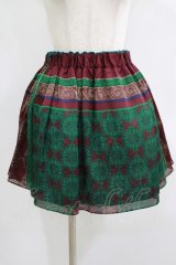 Jane Marple Dans Le Salon / プリントギャザースカート  ボルドー H-25-09-05-029-JM-SK-KB-ZH