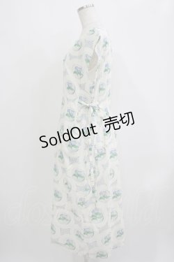画像2: Jane Marple Dans Le Salon / Flower Plateのチュニックワンピース  アイボリー×ブルーグレイ H-25-09-05-032-JM-OP-KB-ZH