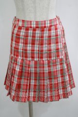Candy Stripper / CHECK PLEATS MINI SKIRT S レッド H-25-09-05-039-PU-SK-KB-ZH