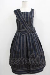Jane Marple Dans Le Salon / Old England stripe coronation dress  ネイビー H-25-09-05-006-JM-OP-KB-ZH