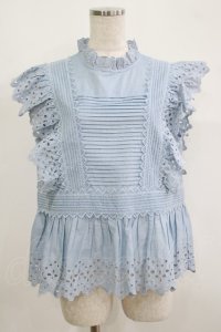 Jane Marple Dans Le Salon / オーガニックブロードチュニックブラウス  サックスブルー H-25-09-05-064-JM-BL-KB-ZT376