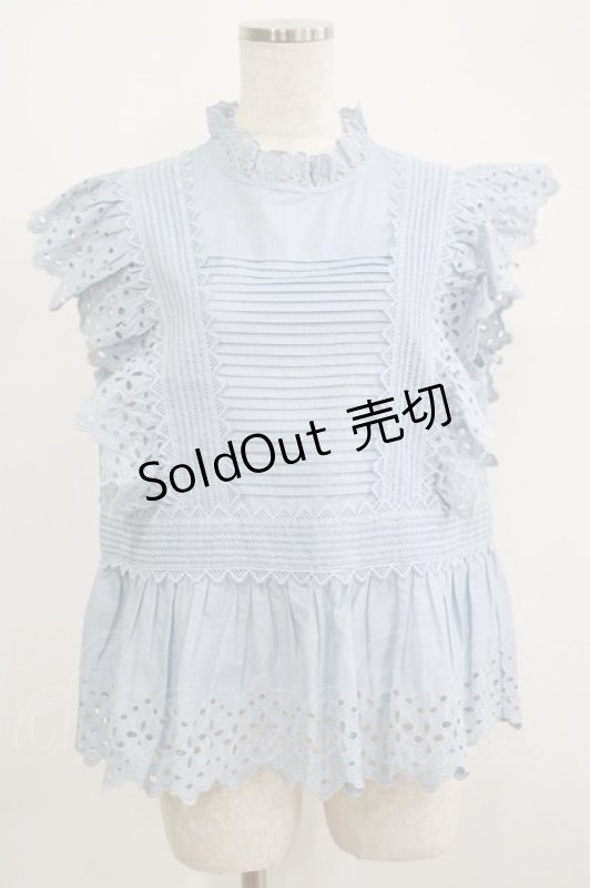 画像1: Jane Marple Dans Le Salon / オーガニックブロードチュニックブラウス  サックスブルー H-25-09-05-064-JM-BL-KB-ZT376 (1)