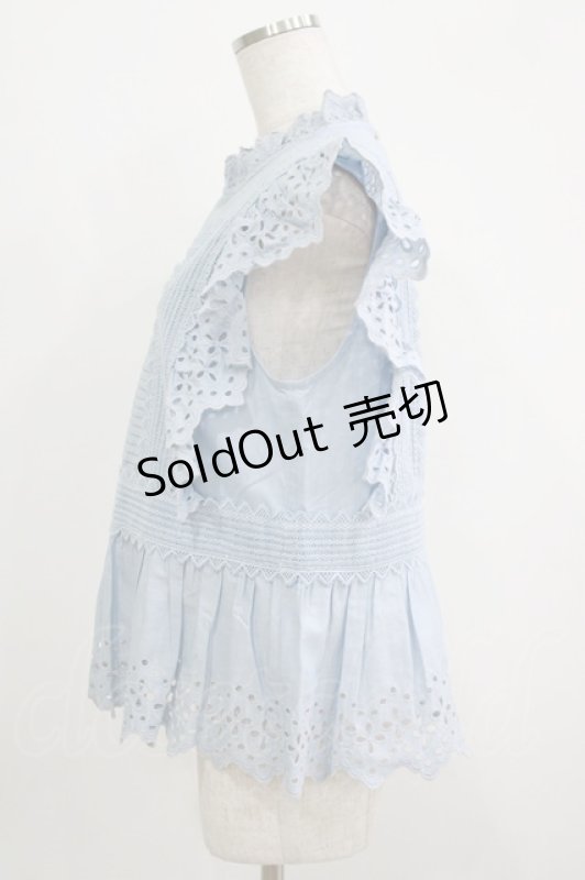 画像2: Jane Marple Dans Le Salon / オーガニックブロードチュニックブラウス  サックスブルー H-25-09-05-064-JM-BL-KB-ZT376 (2)