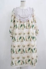 Perla nell' ostrica / うさぎポピードットフリルヨークワンピース  アイボリー×グレー H-25-09-05-007-EL-OP-KB-ZH