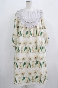 Perla nell' ostrica / うさぎポピードットフリルヨークワンピース  アイボリー×グレー H-25-09-05-007-EL-OP-KB-ZH