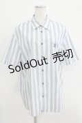 MILKBOY / LOGO Stripe shirt  ホワイト×ブルー H-25-09-05-065-MB-BL-KB-ZH